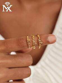 Customizable Personalized Letter Open Ring, Delicate And Exquisite - Multicolor - View 8