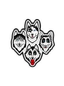 1 chiếc ghim cài áo hình hoạt hình ban nhạc rock Husky ngộ nghĩnh màu đen trắng với bốn đầu chó, chất liệu kim loại, thích hợp để cài áo khoác hoặc ve áo làm quà tặng trang sức cho người hâm mộ và bạn bè. - Đen và trắng - Xem 13