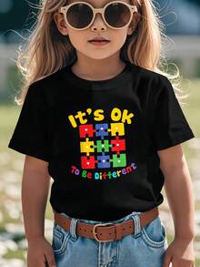 It's OK Iron-On Graphic T-Shirt, Size 3Y-13Y, Z632550 Ideal Gift For Boys & Girls - 黑色 - 查看 6