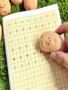 1pc/3pcs/5pcs Cute Potato Shaped Erasers - Inspired By Tomato Turning Into Potato Design, Office Supplies - Realistic Fries And Salad Erasers, Oval Shape (No Residue) - Fun Stationery Accessories - Multicolor - View 7