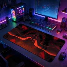 Anime Hand Seal Red & Black XXL Extended Gaming Mouse Pad, Large Desk Mat With Non-Slip Rubber Base, Stitched Lock Edge Washable Desktop Pad, Suitable For Gaming Setup Home Office, Ideal Gift For Gamers & Anime & Aesthetic Fans - View 2