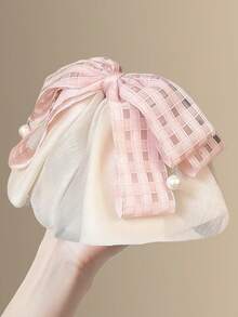 1 chiếc kẹp tóc đuôi ngựa nơ kẻ caro mới, phụ kiện tóc tươi tắn, dễ thương cho bé gái đi học. - Nhiều màu - Xem 6