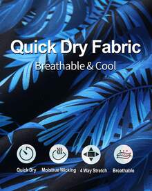 Men's Quick-Dry Double-Layer Beach Shorts, Men's Breathable Swim Trunks, Summer Surfing Casual Shorts With Drawstring And Pockets, Men's Hawaiian Swim Trunks - 藍色 - 查看 2