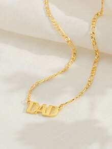 Dây chuyền khắc tên bằng thép không gỉ mạ vàng, mặt dây chuyền hình nơ mờ, dây chuyền . - Kiểu vòng cổ 2 - Xem 3