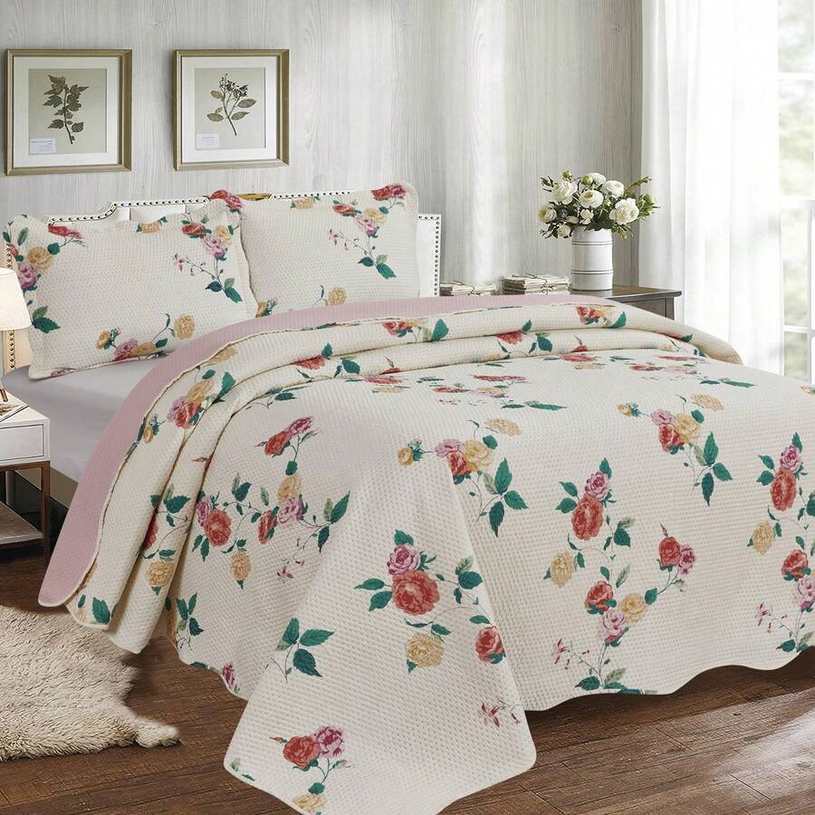 3-Piece Set: Double-Sided Queen Bedspread, Patchwork Quilt, Ultra Patch - 查看 1