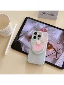 Pink Strawberry Magnetic Phone Stand, Fruit Sliding Foldable Phone Holder, Multi-Function Slouchy Phone Stand - Pink - View 5