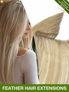 Extensiones de Cabello con Punta de Pluma Invisible, Extensiones de Cabello Humano No-Remy con Línea de Pesca Natural Invisible para Coser y Micro Loop, Adecuadas para Todas las Mujeres y Etnias, Volumen y Brillo de Grado de Salón, Accesorio de Cabello Versátil - Multicolor - Ver 24