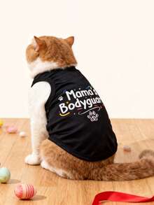 LUCKIE LABO 1pc "Mama's Bodyguard" Letter Graphic Print Pet Vest, Physical Flea Repellent, Reduce Shedding, Insulation & Breathable, Suitable For Small & Large Dogs, Indoor & Outdoor - Black - View 6