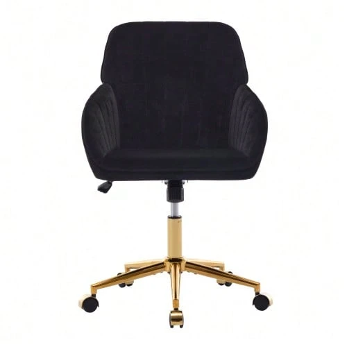Height-Adjustable Office Swivel Chair For Home And Bedroom, Ergonomic Swivel Chair With Backrest, Suitable For Long Periods Of Sitting. - Black - View 1