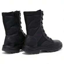 Black Military Safety Boot, Mid-Calf, Unisex, Men's/Women's, Internal Zipper Closure - màu đen - Xem 4