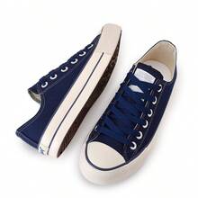 Women's Basic Casual Low-Top Sneakers Vowels - Màu xanh hải quân - Xem 5