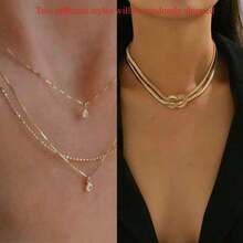 1pc Delicate Pendant Stack Necklace For Women Ladies' Fashion Metal Necklace Suitable For Women's Daily Wear Dates And Parties. Random Style - Phong cách ngẫu nhiên vàng - Xem 7