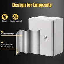 IP66 Waterproof Electrical Enclosure Box Lockable Metal Junction Box Wall Mounted Distribution Cabinet Cold Rolled Steel Electrical Panel With Mounting Plate Cable Gland Entry Outdoor Weatherproof - 16*12*8in/40*30*20cm - View 3