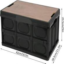 Outdoor Multifunctional Folding Storage Box With Wooden Panel Thickened Removable Portable Large Capacity Versatile Use As Coffee Table For Camping Picnic (Black) - 30L - View 5