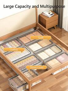 Transparent Shoe Storage Box Foldable Under-Bed Storage Organizer For Shoes Clothes & Home Organization No Assembly Shoe Rack Waterproof Closet Storage For Bedroom Living Room Dorm Under The Bed Shoe Cover Room Decor Home Decor Back To School - Multicolor - View 9
