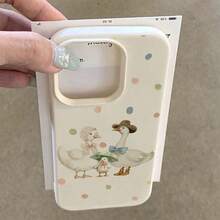 1pc TPU Material Colorful Goose Family Pattern Phone Case Suitable For IPhone 17 Pro Max/17/16 Pro Max/15/13/12/11, S20 FE/A15/S24/A55, Note 11/12/13 Pro, Full Coverage Anti-Drop Soft Protective Phone Cover - White - View 3
