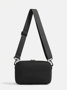 1pc Men's Solid Color Versatile Shoulder Bag, Minimalist Casual Outdoor Messenger Bag For Men - Black - View 3