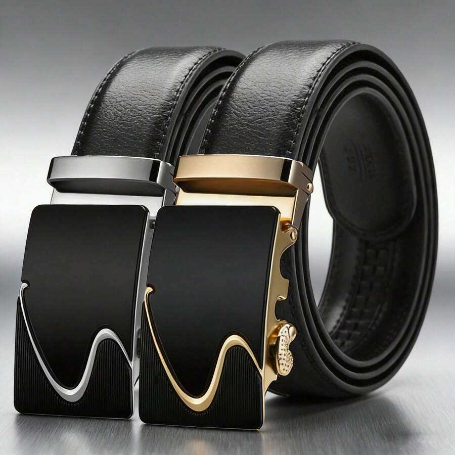 Thắt lưng da nam khóa tự động, đa năng, phù hợp cho cả công sở và thường ngày, thiết kế tối giản, lý tưởng cho nam giới trung niên và cao tuổi.