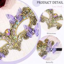 Gold Masquerade  For Women Lace Butterfly Elegant Venetian Antifaz Costume Party Accessories - As Pic - View 7