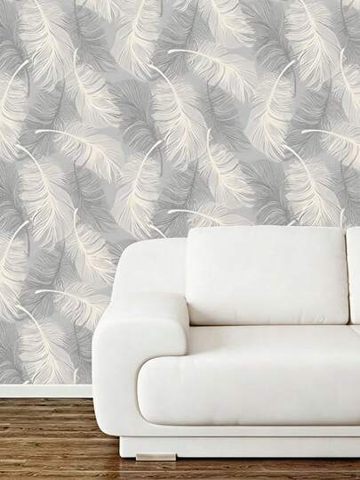 Giấy dán tường họa tiết sóng màu xám lấy cảm hứng từ lông vũ, thích hợp cho phòng khách, phòng ngủ, hành lang và các bức tường điểm nhấn.