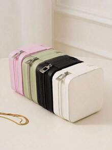 Minimalistischer Schmuckkasten, tragbare Schmuckaufbewahrung aus PU-Material, Schmuckaufbewahrungsbox für den Sommer, Mini-Schmuckorganizer-Box für Ohrringe, Halsketten, Ringe, Schmuckaufbewahrung und -präsentation, Schmuckhalter mit großer Kapazität, geeignet für Ohrringe, Ringe, Halsketten, Armbänder, Nagelkunst, Geschenke zum Muttertag, Weihnachten, Halloween, Aufbewahrungsorganizer für Frauen, Reiseessentials, Schlafsaal-Aufbewahrung - Verschiedenfarbig - Übersicht 5