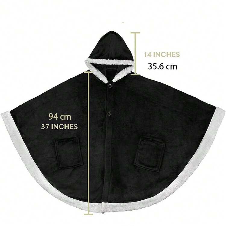 Chăn mặc được dành cho phụ nữ trưởng thành, chăn lông cừu mềm mại ấm áp kiểu poncho có mũ trùm đầu, khăn choàng siêu mềm, chăn flannel xem TV, khăn choàng kiểu thiên thần cho văn phòng - Màu Xám nhạt - Xem 6