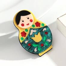 1 Stück modische & süße handgemachte bunte Matroschka-Brosche aus Acryl, geeignet als Schmuckzubehör für Frauen zu Feiertagen, Geschenkidee - Geometrisch - Übersicht 4