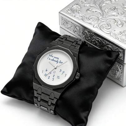 1 件酷炫男士手表，独特点状数字创意标语，休闲腕表，适合各种场合，高端手表礼品
