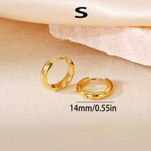 Bông tai thép không gỉ mạ vàng 18K | 14mm, ít gây dị ứng, 83.48g, chống mài mòn, chống phai màu, thiết kế tối giản cổ điển, trang sức unisex phù hợp cho hàng ngày, ngày lễ, kỳ nghỉ, tiệc tùng. - Vàng - Xem 15