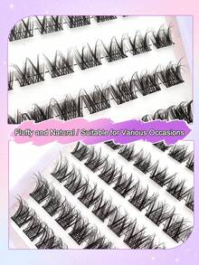 110片自粘假睫毛簇，蓬松柔软，6-14毫米混合长度，猫眼和狐狸眼款式，DIY自粘预涂胶睫毛嫁接，自然卷翘，无需胶水，无需卸妆，猫眼睫毛 - D - 查看 11