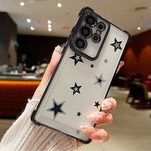1pc New Minimalist Star Pattern Electroplated Airbag Anti-Drop/Thickened Transparent TPU Protective Case Suitable For Galaxy S25 Plus/Galaxy S25 Ultra/Galaxy Note20/Galaxy A52 5G/Galaxy S23 Ultra/Galaxy S22/ 13C 4G/Galaxy A35/Galaxy,SAM/Honor/Note13pro/S23 Ultra/S24 Ultra/S25/A56 Protective Cover - Black - View 4