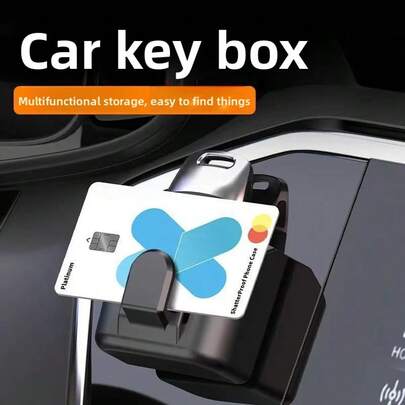 Multi Function Car Dashboard Storage Box Key Organizer With Card Holder And Hook For Keys Remotes And Accessories