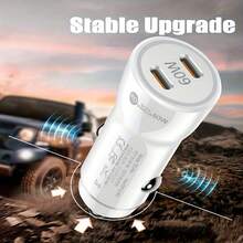Fast Charging Mobile Phone Car Charger 60W PD 3.0 Fast Car Charger 2 USB-C Ports With 1m/2m Charging Cable Compatible With IPhone Series And Other Mobile Devices Type-C PD Fast Charging Car Adapter Battery Not Included Memorial Day Summer Kickoff - White + 1M/2M Data Cable - View 2