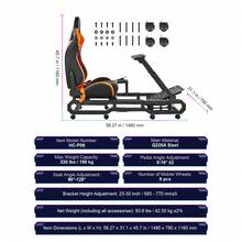 Rennlenkradständer mit Rädern für Logitech G923/G920/G29, robustes Fahrsimulator-Cockpit aus Stahl – Thrustmaster T248P, Lenkradhalterung und Fußpedal verstellbar, maximale Belastung 150 kg - für  G923/G920/G29, 150 kg - Übersicht 7