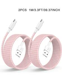 2 pièces Câble de données USB A vers USB C, câble de charge super rapide de 60 W Type-C, câble de charge tressé en nylon USB C compatible avec Apple 17 16 15/Plus/Pro/Pro Max, S26 S25 S24 S23 S22 S21 S20 - Multicolore - Voir 14