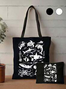 Túi tote vải canvas phong cách xăm hình cổ điển họa tiết động vật biển, túi xách chủ đề bãi biển, túi đeo vai nữ dung tích lớn, túi xách cầm tay di động, túi lưu trữ đa năng, túi đi làm đi chợ, túi đi siêu thị gấp gọn dung tích lớn phong cách thường ngày, quà tặng hoàn hảo cho người yêu đại dương, bạn bè, phụ nữ, mẹ, phù hợp cho Ngày của Mẹ, Ngày Nhà giáo, mùa tựu trường, sinh nhật và các ngày lễ khác, quà tặng hoàn hảo cho bạn bè, phụ nữ, mẹ, giáo viên, sinh viên yêu đại dương, quà tặng hoàn hảo cho kỳ nghỉ bãi biển mùa xuân và mùa hè - Nhiều màu - Xem 9