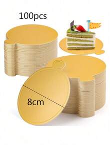 100pcs Mini Round Gold Paper Cake Bases, Disposable Paper Cupcake Liners, Suitable For Wedding, Birthday Party, Dessert Display, Pastry Boards, Grease & Moisture Proof, Christmas - Round - View 13