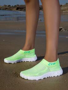 ZVB Barefoot-Friendly Water Shoes, Soft-Soled Women's Beach Shoes For Swimming, Diving, Fishing, Outdoor Quick-Dry Summer Sandals, Anti-Slip & Breathable - 螢光綠 - 查看 4