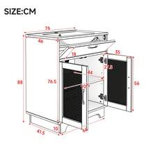 Freestanding Vanity Unit Measuring 76 X 46 X 88 Cm, Moisture-Resistant, With Lift-Up Drawers And Soft-Close Doors, Tall Legs With Rattan Details, Ceramic Basin, Natural Finish - Wood Color - View 10