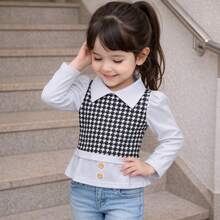 Girls' Long-Sleeved Plaid Shirt For Cold Winter Weather - Ribbed Children's Shirt, Sizes 2-12 Years. - PAKET 2 BAGIAN - View 3