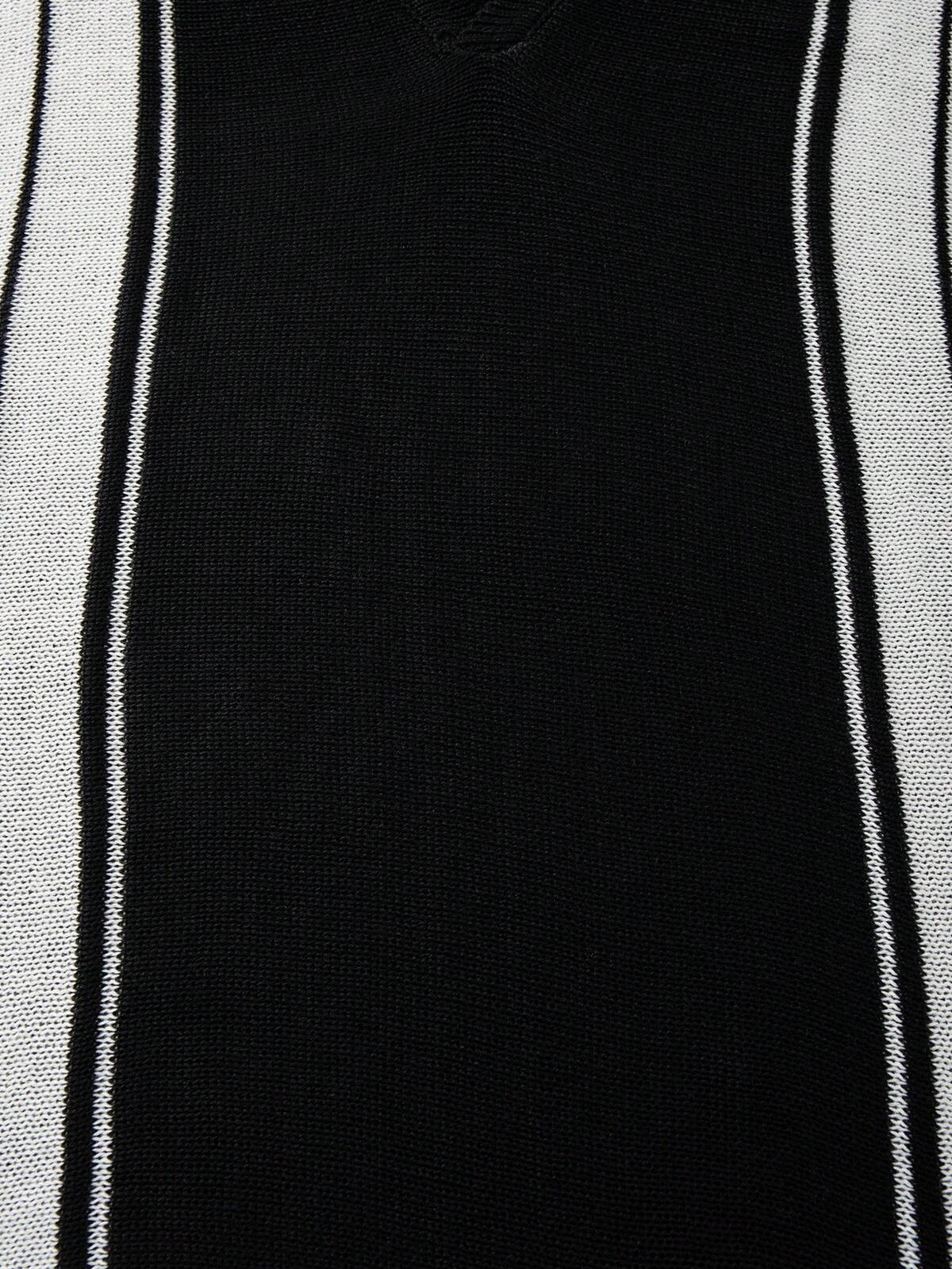 Pull tricoté à manches courtes pour homme et femme, style européen, américain, japonais et coréen, pour le printemps/été, pour le travail, les trajets, les vacances, décontracté et polyvalent, blocs de couleurs, rayé, minimaliste, ample, col V et col polo, en tricot, pull noir 5
