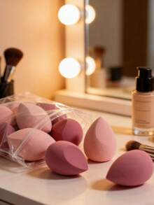 8 piezas de esponjas de maquillaje extra grandes, de forma y color aleatorios de calabaza/gota de agua, adecuadas para todo tipo de pieles como herramientas de maquillaje - Multicolor - Ver 2
