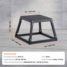 Plyometrische Sprungbox, 305 mm Plyo-Box, Plyometrische Plattform Plyobox Schwarz, Rutschfeste Fitness-Übungs-Step-Up-Box für Heimtraining, Konditions-Krafttraining, Oberschenkel Trainieren - Schwarz - Übersicht 7