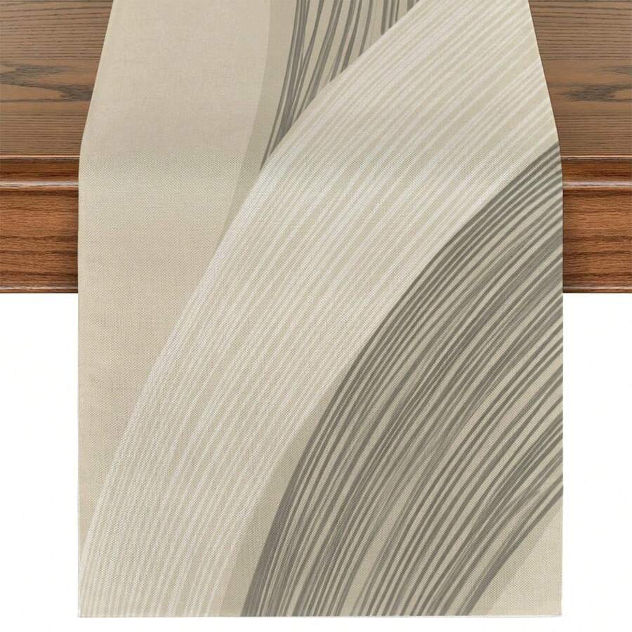 1pc Bohemian Style Table Cloth, Boho Striped Table Runner, Linen Table Runner, Suitable For Indoor And Outdoor Dining, Heat-Resistant And Dirt-Resistant, For Party And Ceremony, Coffee Table Decor, Dining Table Decor, Kitchen Decor - Multicolor - View 1