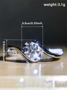 1 PC Elegant Cubic Zirconia Ring For Women For Valentine's Day Gift Wedding Engagement Anniversary Party Jewelry - Silver - View 4