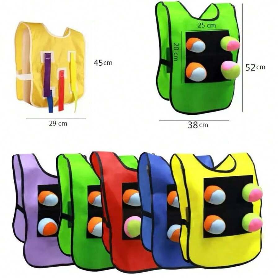 Interactive Sticky Ball Vest Game - Outdoor Sports Toy With Catching And Throwing Targets, Available In Red, Green, Blue, Yellow (Ball Color Shipped Randomly) - Multicolor - View 1