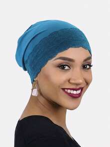 1pc Women's Lace Trim Beanie Hat, Headscarf, Sleep Cap, Suitable For Daily Use, Summer, Beach - Multicolor - View 4