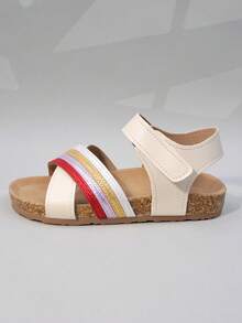 6-15 Jahre Jungen & Mädchen Sandalen, einfarbig Klettverschluss, weiche Sohle leicht, lässig rutschfest, offene Zehen, flacher Absatz, minimalistischer Stil, geeignet für Sommer Alltag/Strand/Spiel (Größe fällt groß aus, Empfehlung eine Nummer kleiner wählen) - Verschiedenfarbig - Übersicht 3