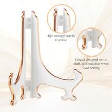 Boao - 12 soportes de plástico para caballete para exhibición de 3/4/5/6 pulgadas marco de fotos de plástico caballete para exhibición de tarjetas revistas libros cd teléfono bodas decoración - Oro blanco - Ver 3