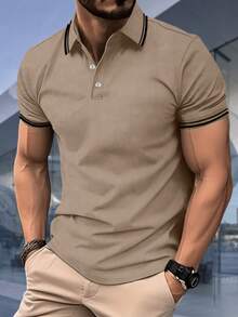 Men's Polo Shirt, Cotton T-Shirt, Casual Office Clothes, Factory Outlet - 米色 - 查看 1